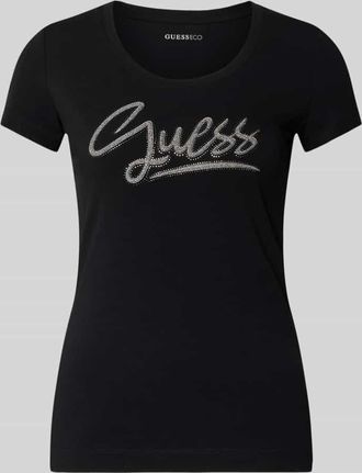 Guess Slim Fit T-Shirt mit Strasssteinbesatz in Black, Gr&ouml;&szlig;e XL
