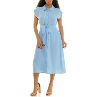 Nina Leonard Studded Cap Sleeve Midi Shirtdress in Rainwater at Nordstrom Rack, Size X-Large