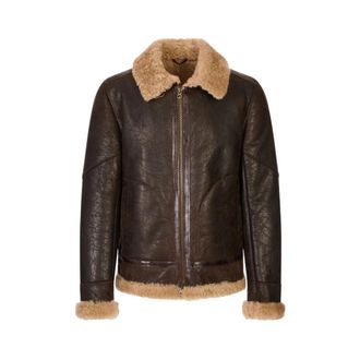STEWART Sylvester Aviator Jacket - Heren - Jassen - Bruin - M - Leer - Jassen