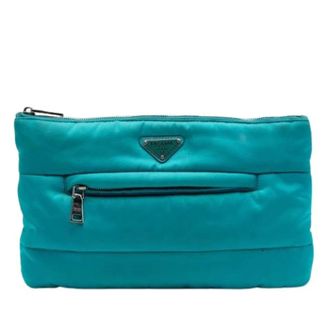 Prada Pre-owned Vintage Nylon Clutch - Dames - Pre-owned - Blauw - Maat: ONE Size Nylon