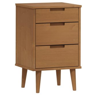 vidaXL Vidaxl - Mesita De Noche Molde Madera Maciza De Pino Marr&oacute;n 40x35x65 Cm