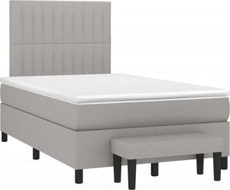 vidaXL Vidaxl - Cama Box Spring Con Colch&oacute;n Tela Gris Claro 120x190 Cm