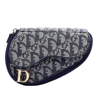Dior Pre-owned Vintage Canvas Pouch - Dames - Pre-owned - Blauw - Maat: ONE Size Leer