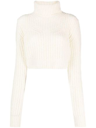 Dsquared2 chunky-knit cropped jumper - women - Wool/Acrylic/Alpaca Wool/Polyamide - M - Neutrals