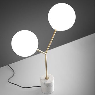 Angel Cerd&aacute; L&aacute;mpara de sobremesa m&aacute;rmol blanco, acero dorado y cristal blanco