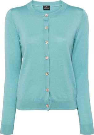 Paul Smith ribbed-edge wool cardigan - women - Wool - M - Blue