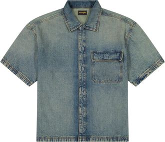 Wrangler Jeanshemd WRANGLER WRANGLER Jeanshemd Shortsleeve, Damen, Gr. M, N-Gr, blau, Obermaterial: 100% Baumwolle CO., Hemden Jeanshemd