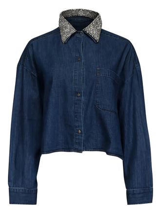TWP crystal-collar denim shirt - Blue