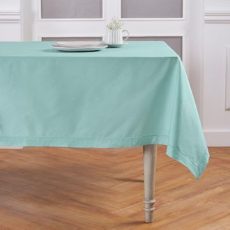 Solino Home Cotton Linen Hemstitch Tablecloth for Dining Table, Holiday and Everyday Dining Table Decor in Pastel Turquoise at Nordstrom, Size X-Small