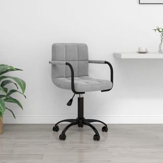 vidaXL Silla De Oficina Giratoria De Terciopelo Gris Claro Vidaxl