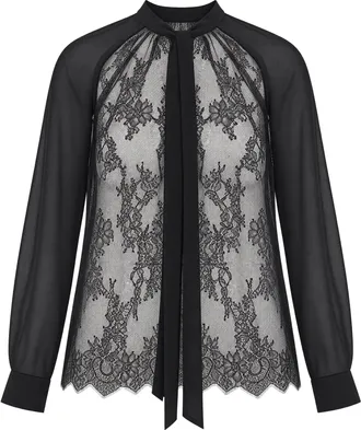 Liu Jo Black Floral Lace Detail Blouse