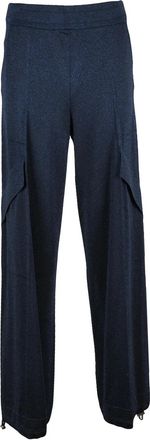 Circus Hotel Blue Lurex Viscose-Blend Wide-Leg Track Pants
