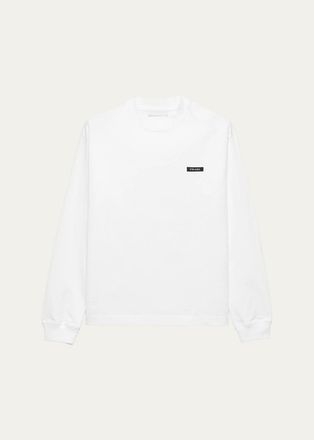 Prada Mens Logo Long-Sleeved Cotton T-Shirt