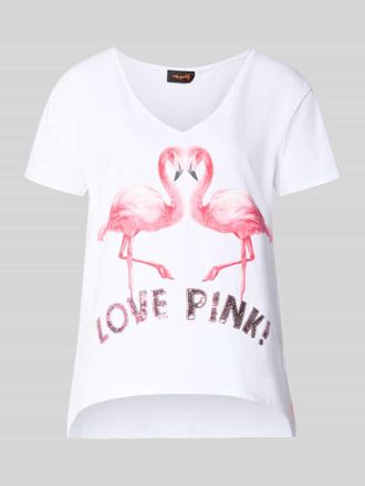 Miss Goodlife T-Shirt mit Motiv-Print Modell Flamingo Love Me in Weiss, Gr&ouml;&szlig;e XL