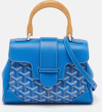 Goyard Blue Goyardine Coated Canvas And Leather Mini Saigon Top Handle Bag