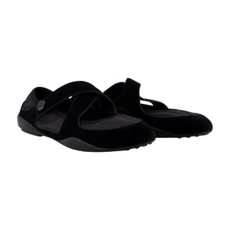 Tory Burch Womens Romy Sport Flat Black Calfskin