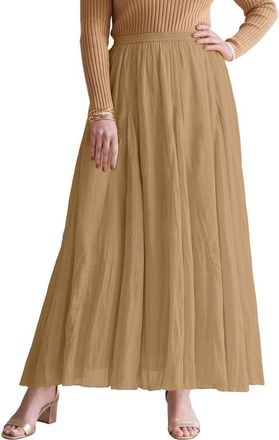 Jessica London Flowing Crinkled Maxi Skirt in Soft Camel at Nordstrom, Size 32
