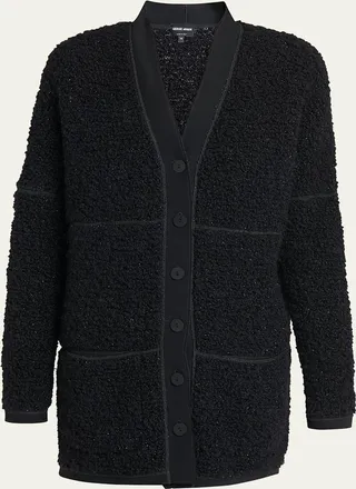 Giorgio Armani Boucle Lurex Oversize Knit Cardigan