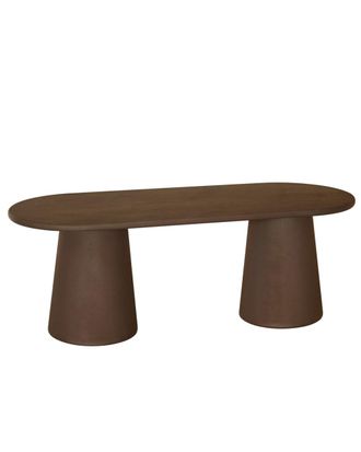 Deco Wood Mesa de comedor ovalada de microcemento tono marr&oacute;n 180x75cm