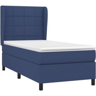 vidaXL Vidaxl - Cama Box Spring Con Colch&oacute;n Tela Azul 80x200 Cm