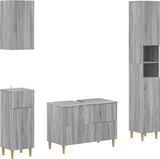 vidaXL Juego De Armarios De Ba&ntilde;o De 4 Piezas Arnhem Sonoma Gris Vidaxl