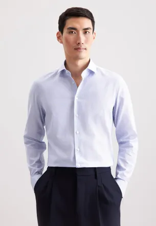 Seidensticker Businesshemd SEIDENSTICKER Schwarze Rose, Herren, Gr. XL (43), normale &Auml;rmell&auml;ngen, mittelblau, 100% Baumwolle, bedruckt, slim fit, 2-Knopf-Manschette