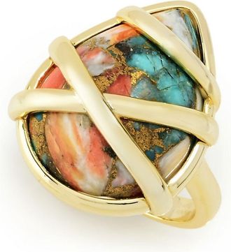 Aurelia Aurelia 18K Gold Plated 20x15mm Pear Shape Spiny Oyster Ring