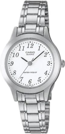 Casio Womens Silver Stainless Steel Analog Watch with White Dial - LTP-1128A-7B