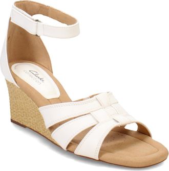 Clarks Womens Kyarra Joy Wedge Sandals, White leather, 6.5 UK