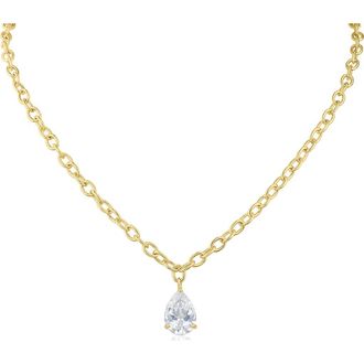 Kenneth Jay Lane Pear Cut Cubic Zirconia Pendant Necklace in Gold at Nordstrom Rack