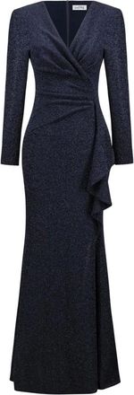 Joseph Ribkoff Kleedjes, Dames, Blauw, XL, Nylon, Sparkle Knit Wrap Gown