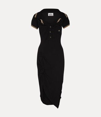 Vivienne Westwood Long Monday Pulling Dress Solid Piquet Black XS Women