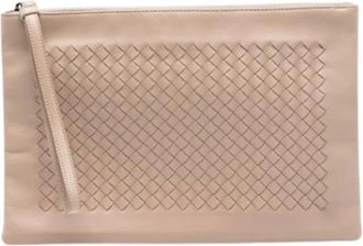 Bottega Veneta Pre-owned Clutches, female, Beige, Size: ONE SIZE Pre-owned Woven Leather Clutch