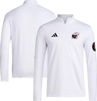 adidas Mens adidas White Kansas Jayhawks Wear Pink Quarter-Zip Pullover at Nordstrom, Size Large