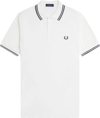 Fred Perry Double Stripe Polo Shirt - Heren - Polos - Wit - 2XL - Katoen - Tops