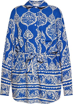 Usha Blouse Dames koningsblauwe crème