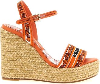 Dolce & Gabbana Orange Embroidered Wedges