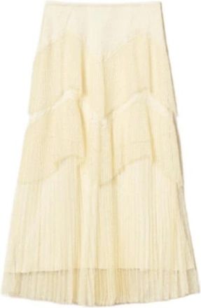 Twinset Vanilla Tule Rok met Ruches - Dames - Midirokken - Beige - S - Tule - Rokken