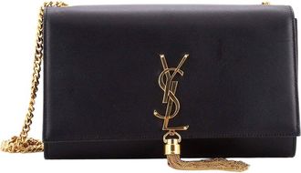 Saint Laurent Black Sheep Leather Classic Monogram Tassel Crossbody Medium (Authentic Pre-Loved)