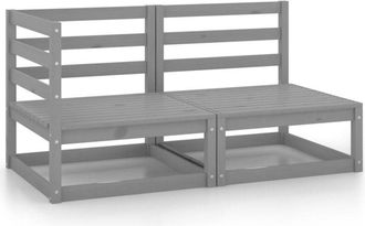 vidaXL Vidaxl - Set Divani da Giardino 2 pz Grigio in Legno Massello di Pino