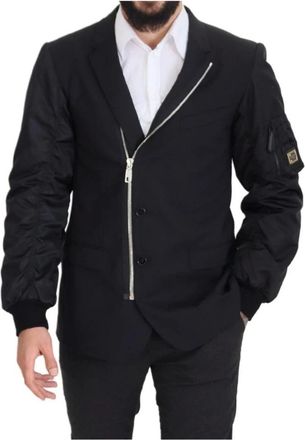 Dolce & Gabbana Asymmetrische Blazer met Rits - Heren - Zomerjassen - Zwart - L - Wol - Jassen