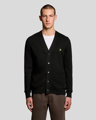Lyle & Scott Mens Cotton V-Neck Cardigan - Black - Size X-Small