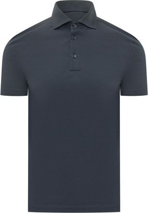 Malo Dark Blue Solid Shirt Collar Polo