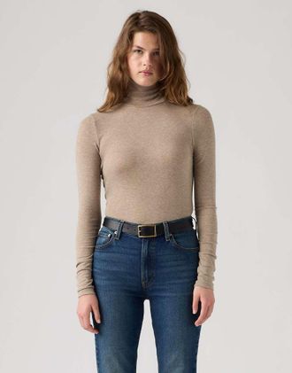 Levi's Mia top a maniche lunghe con collo alto in beige-Neutro