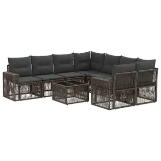 vidaXL Set Divano Da Giardino 9 Pz Grigio Polyrattan Vidaxl