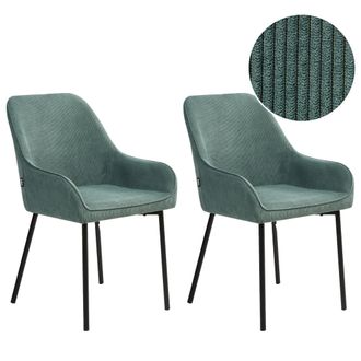 Beliani Conjunto De 2 Sillas De Comedor Tapizadas En Terciopelo Verde Claro Con Patas Doradas Estilo Retro Glamour Loverna