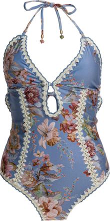 Zimmermann Awaken Crochet Keyhole Swimwear Light Blue
