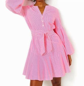 Lilly Pulitzer Carla Long Sleeve Dress In Roxie Pink Harbor Stripe