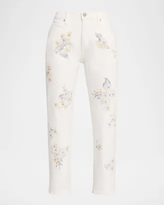 Libertine - Libertine Porcelain Garden Embellished Slim-Leg Ankle Jeans