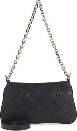 Gucci Shoulder Bags, female, Black, Size: ONE SIZE GG Emblem Small Shoulder Bag